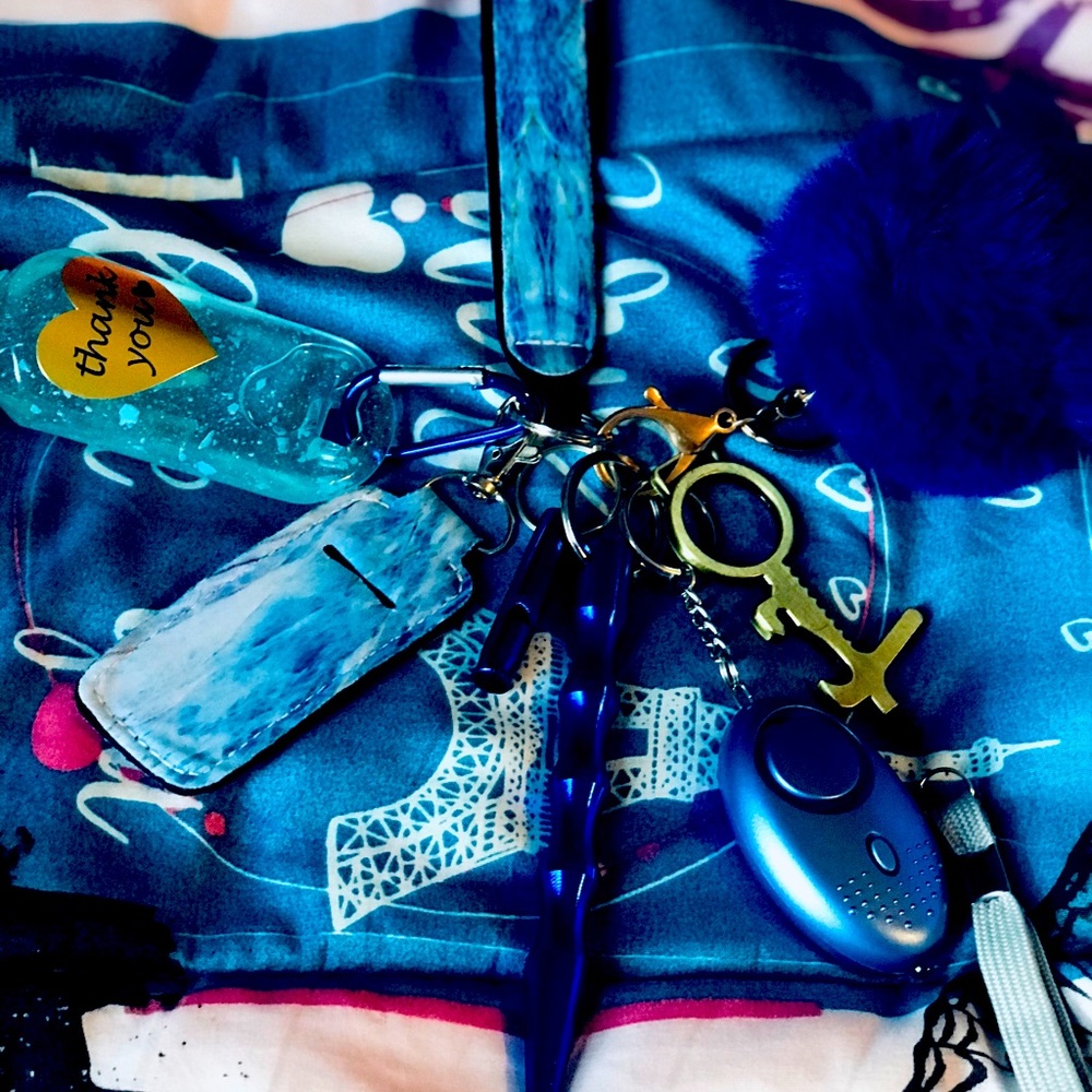 It is a blue keychain